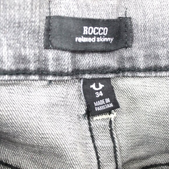 True Religion Gray Wash Rocco Relaxed Skinny Jeans Pants Men's Size 36 Grunge - Picture 5 of 9